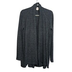 Saturday Sunday Anthropologie Charcoal Grey Marl Open Front Cardigan Pockets M